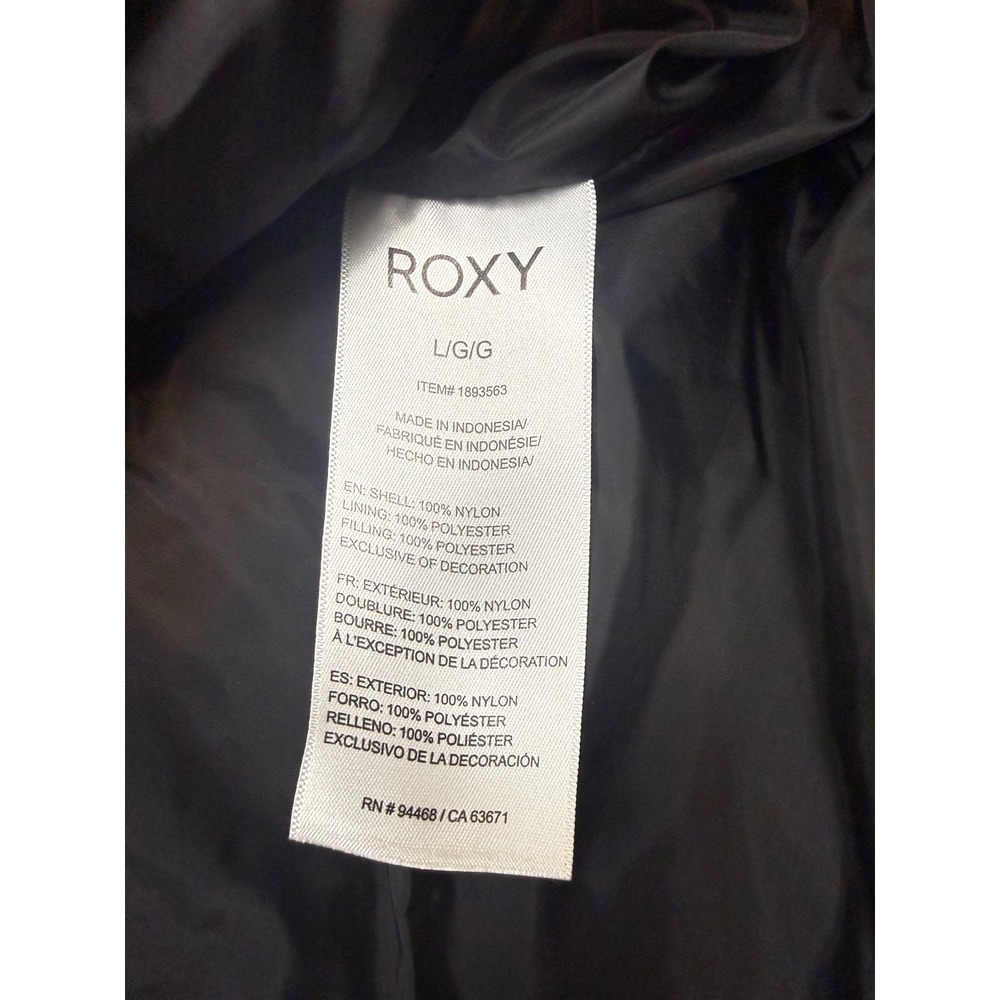 Roxy L Quilted Puffer Jacket Black Full Zip Lightweight Coat - Picture 6 of 8